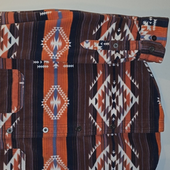 George Orange and Brown Plaid Aztec Western Shirt LOT O - Picture 4 of 6